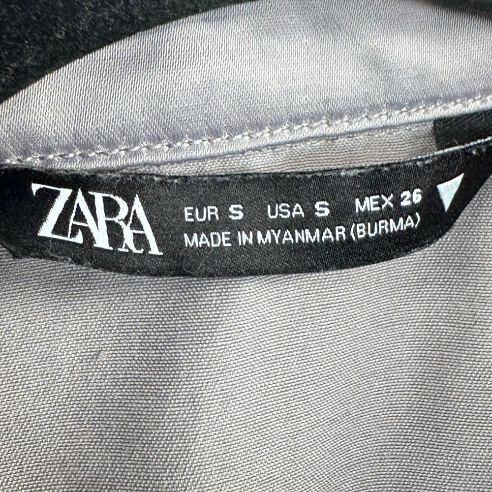 Zara Shiny Silver Button Down Jacket View 6